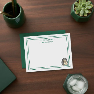 Cartão De Notas Custom Name Hand Drawn Dachshund Reading