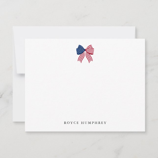 Cartão De Notas Custom Patriotic Bow Note Card (Frente)