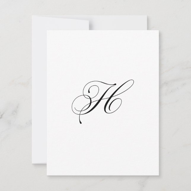 Cartão De Notas Custom Script Monogram "H" (Frente)