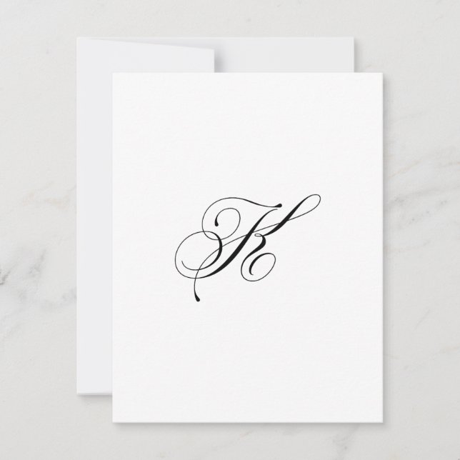 Cartão De Notas Custom Script Monogram "K" (Frente)