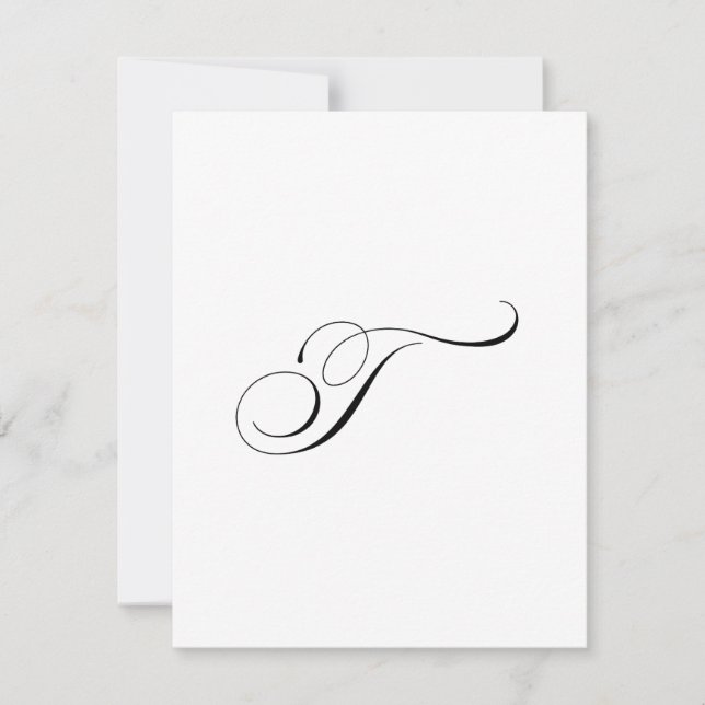 Cartão De Notas Custom Script Monogram "T" (Frente)