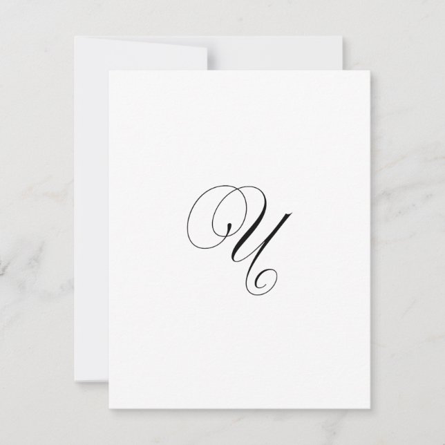 Cartão De Notas Custom Script Monogram "U" (Frente)