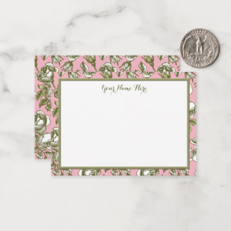Cartão De Notas Custom Vintage Roses on Light Pink Floral 3.5x2.5