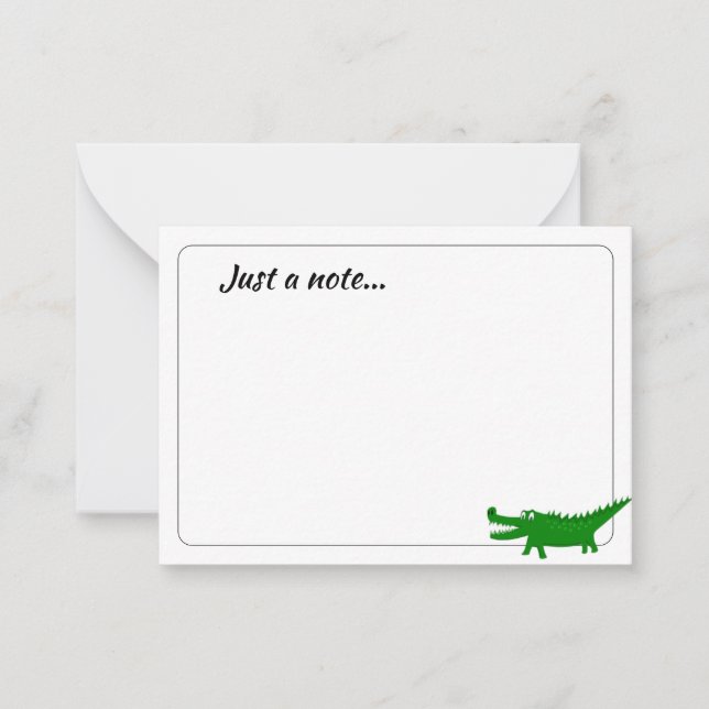 Cartão De Notas  Cute Alligator Drawing Custom Just a Note (Frente)