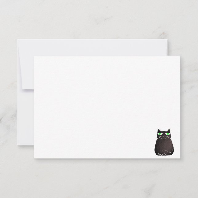 Cartão De Notas Cute Black Cat Custom Blank (Frente)