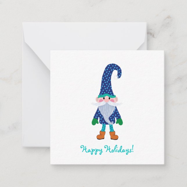 Cartão De Notas Cute Blue Gnome Mini Natal (Frente)