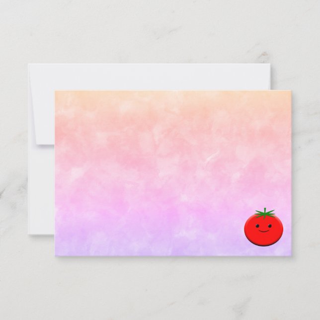 Cartão De Notas Cute Cartoon Tomato Watercolor Custom Blank (Frente)