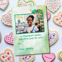 Cartão De Notas Cute Chameleon Crianças Sala de Aula Dia dos Namor