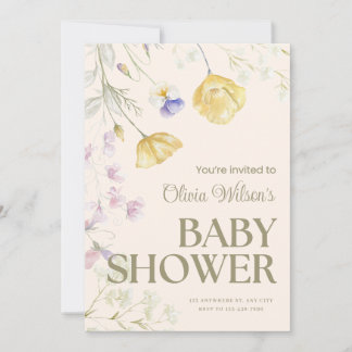 Cartão De Notas Cute Floral Baby Shower Invitation