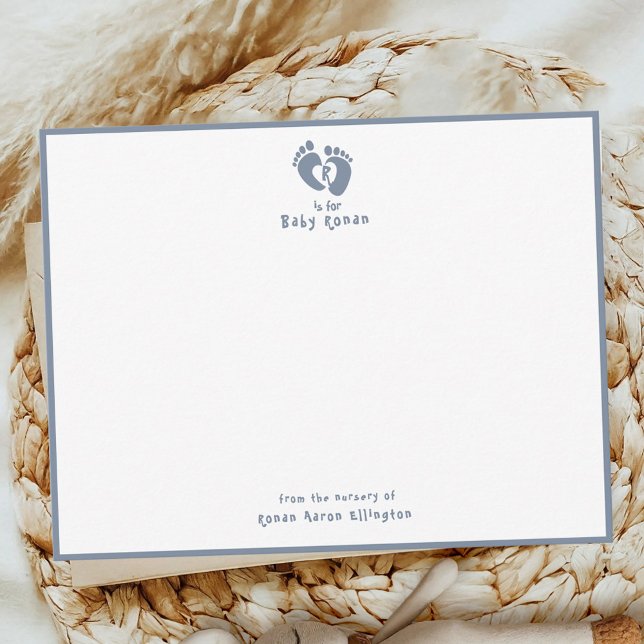 Cartão De Notas Cute From The Nursery of Blue Monogram (Criador carregado)