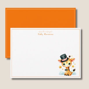 Cartão De Notas Cute Girafa Pastel Chá de Bebê Berçário Obrigado 