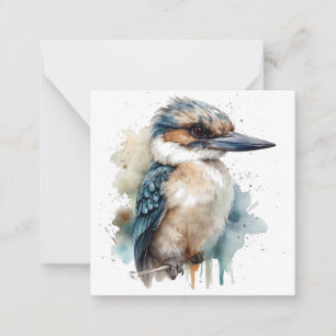 Cartão De Notas Cute Kookaburra num galho pintado com cor de água