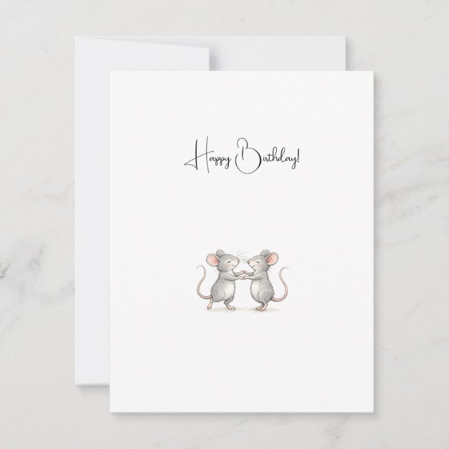 Cartão De Notas Cute Personalised Happy Birthday Mice. (Frente)