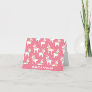 Cartão De Notas Cute Pink Unicorns Personalized Stationery