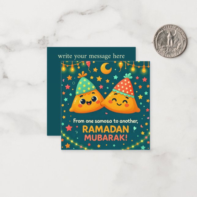 Cartão De Notas Cute Ramadan Mubarak  (Frente/Verso In Situ)
