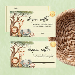 Cartão De Notas Cute Safari Animals gender neutral diaper raffle