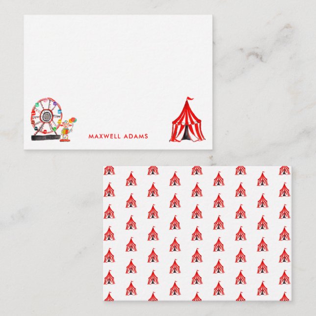 Cartão De Notas Cute Show De Circo De Carnaval Palhaços Balões Cri (Frente/Verso)