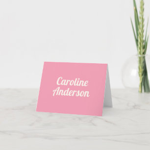 Cartão De Notas Cute Simple Retro Typography Pink Personalized