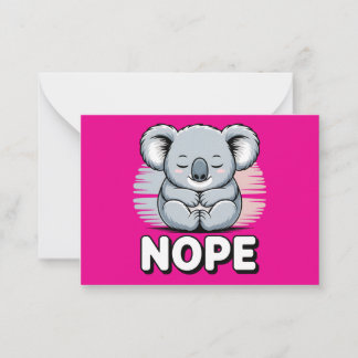 Cartão De Notas Cute Sleeping Koala “Nope” Funny Cartoon