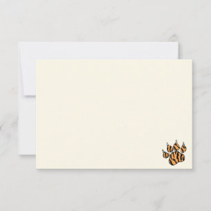 Cartão De Notas Cute Tiger Paw Print Blank Creme Branco Desligado