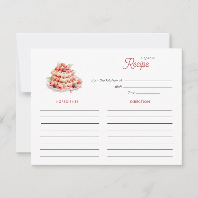 Cartão De Notas Cute Waffles Bridal Shower brunch Recipe card (Frente)