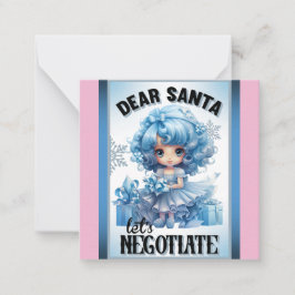 Cartão De Notas Cutie Blue Querido Papai Noel Natal