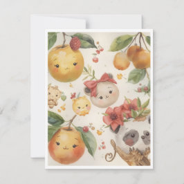 Cartão De Notas Cutie Fruitie Flat Note Card
