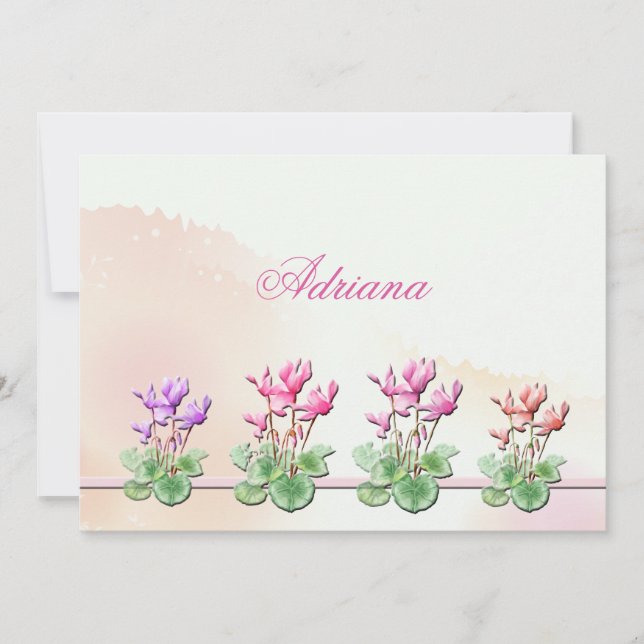 Cartão De Notas Cyclamen Plant Notecard (Frente)