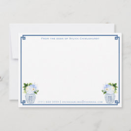 Cartão De Notas Da Mesa De Azul Branco Verde Chinoiserie Chic