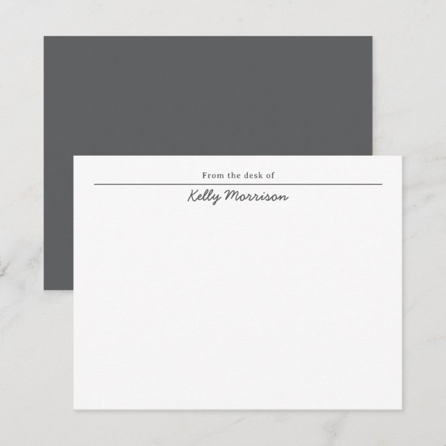 Cartão De Notas Da Mesa de Chic Script Personalizado (Frente/Verso)