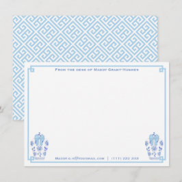 Cartão De Notas Da Mesa De | Ginger Jar Blue Arco Chave grega