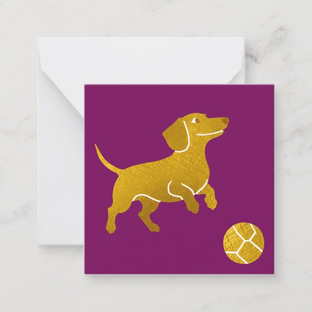 Cartão De Notas Dachshund Com Bola Cachorro Salsicha Simples Moder (Frente)