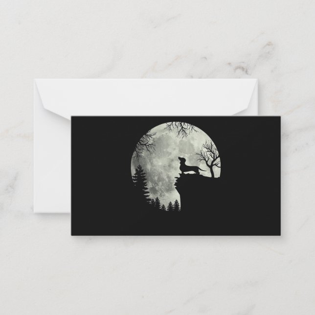 Cartão De Notas Dachshund E Lua Halloween (Frente)