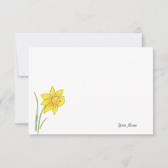 Cartão De Notas Daffodil da Aquarela (Frente)