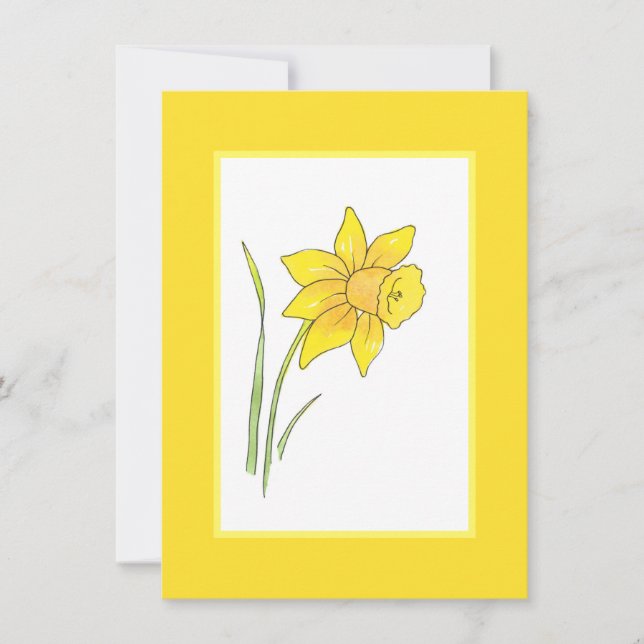 Cartão De Notas Daffodilos de Aquarela (Frente)