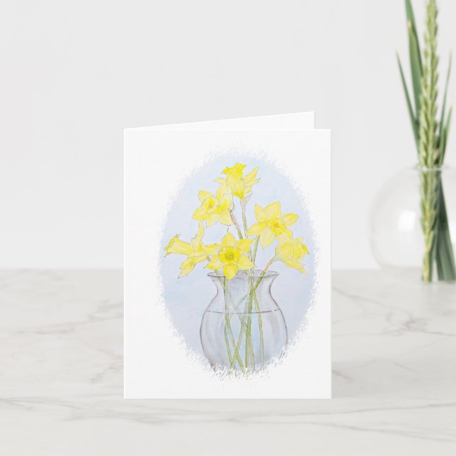 Cartão De Notas Daffodilos de Aquarela (Frente)