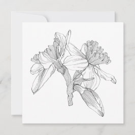 Cartão De Notas Daffodils flores, buquê de linha.