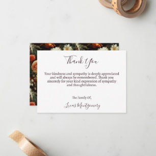 Cartão De Notas Dahlias Funeral Flor Obrigado, Simpatia