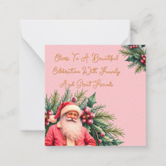 Cartão De Notas Dainty Pink Vintage Santa