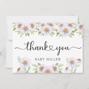 Cartão De Notas Daisy Watercolor   Floral Obrigado