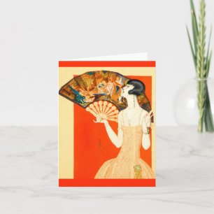 Cartão De Notas dama de arte deco com fã