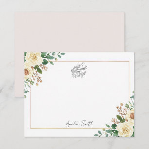 Cartão De Notas Dama Personalizada ao Piano Artístico Floral
