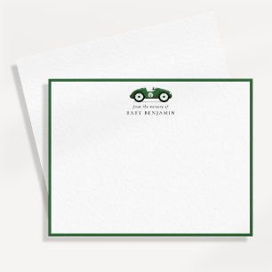 Cartão de Notas de Berçário de Carro Retro Verde