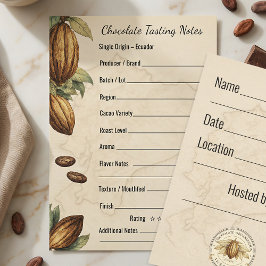 Cartão de Notas de Degustação de Chocolate Formato