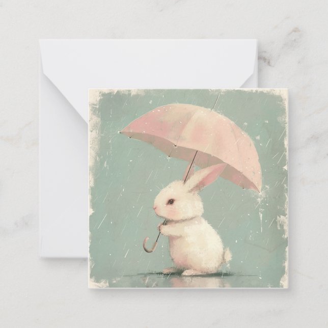 Cartão De Notas De Gotas de Chuva a Reflexões: Criativo Bunny (Frente)