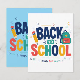 Cartão De Notas De Volta à Escola Preparar Aprender Design Colorid