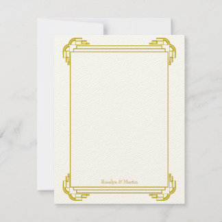 Cartão De Notas Deco tan frame personalizado de casamento obrigado