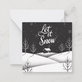 Cartão De Notas Deixe-o nevar preto e branco Miniplaca de Natal