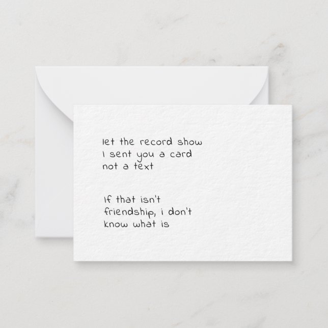 Cartão De Notas deixe o registro mostrar que te enviei um cartão,  (Frente)