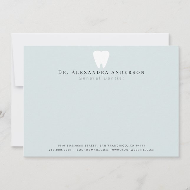 Cartão De Notas Dentist White Teeth Light Blue (Frente)